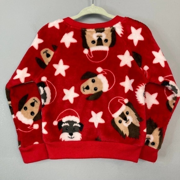 COLD Rush Red Plush Minky Fleece Puppy Dog Santa Christmas Holiday Sweatshirt 2T - Picture 8 of 13